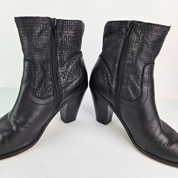 Corso Como Harvest Black Woven Look Leather Heel Ankle Boot 8 - Picture 4 of 11